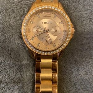 Fossil rose gold Riley chronograph watch